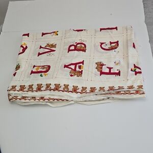 Vintage Very Important Alphabet Bears Fabric Vip Cranston Print Works Off White